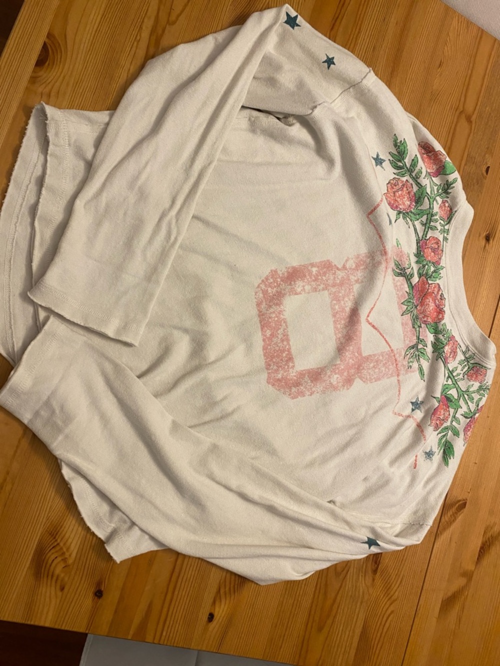 We The Free White Sweatshirt with Coral Floral & Number Graphic